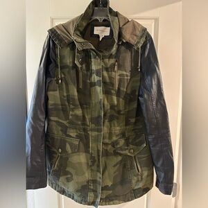 BCBGeneration Camoflauge & Leather Jacket - Size XL